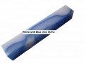 Acrylic Pen Blank White with Blue Line  TW-LB27